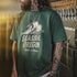 Men's Vintage Green Embroidered Letter T-Shirt – Summer Loose Fit Digital Print Tee